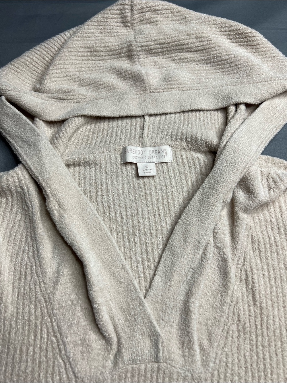 Barefoot Dreams CozyChic Ultra Lite® Hooded Pullover Sweater, Size Small, Cream